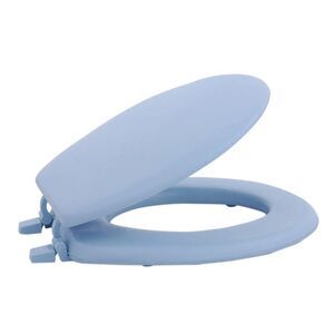 Standard Vinyl Soft Adjustable Hinges Toilet Seat with Close Lid, Light Blue